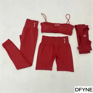 DFYNE Yoga Outfit, Fitness Shorts, Hip-Lifting Pants, Sports Cami Bra, Shawl & Long Sleeve Tops
