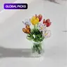1 Set (8 Flowers + 1 Vase) Handcrafted Mini Glass Artificial Flower Ornaments, DIY Faux Flower Arrangement Bouquet, Decorative Mixed Flower Set for Gifting and Event Decorations, Fake Floral Decor, Artificial Flower Bouquets #GLOBAL PICKS