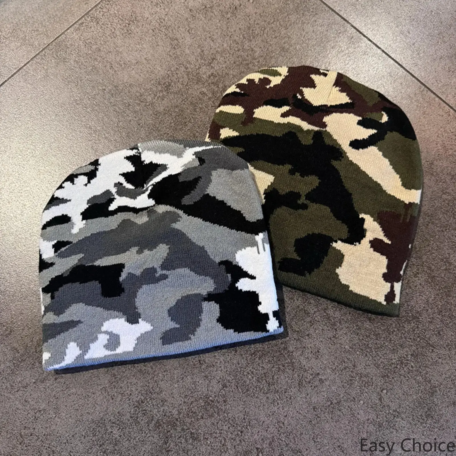 Tactical Woodland Camouflage Knit Beanie Hat, Warm Winter Skullcap, Multi‑Color Unisex Camo Headwear, Durable Stretch Knit Cap for Outdoor Hunting, Hiking, Streetwear & Cold‑Weather Daily Use for Men Women