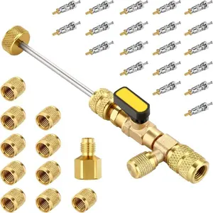 Home Central Air Conditioning Valve Removal Valve with Switch Ball Valve, Air Conditioner Repair Replacement Valve Needle, Leak-Proof Full Set Accessories Durable Installation