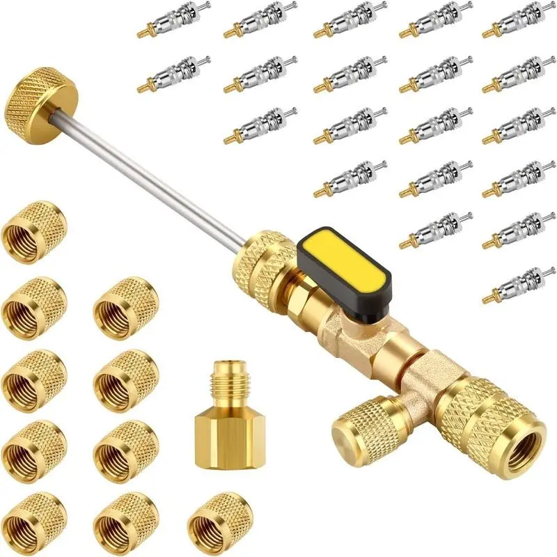 Home Central Air Conditioning Valve Removal Valve with Switch Ball Valve, Air Conditioner Repair Replacement Valve Needle, Leak-Proof Full Set Accessories Parts, Durable Installation
