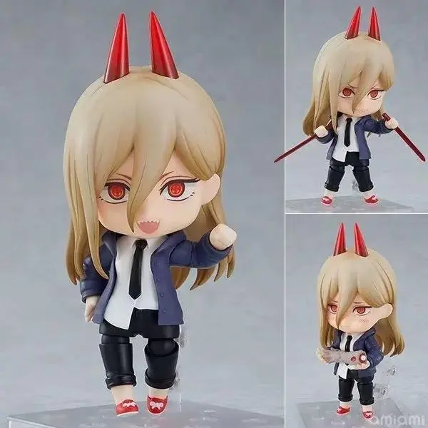 10cm Chainsaw Man Power Q-Version Nendoroid Action Figure, Anime & Manga Collectibles with Interchangeable Face, PVC Model Toy, Stand, 1580 With Box, Home Decor Gift
