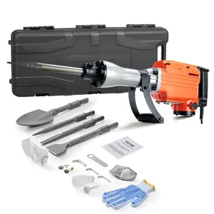 VEVOR Demolition Jack Hammer, 2200W 1400 BPM Jack Hammer Concrete Breaker, Heavy Duty Electric Jack Hammer 6pcs Chisels Bit with Gloves, 360C Swiveling Front Handle for Trenching and Breaking Holes