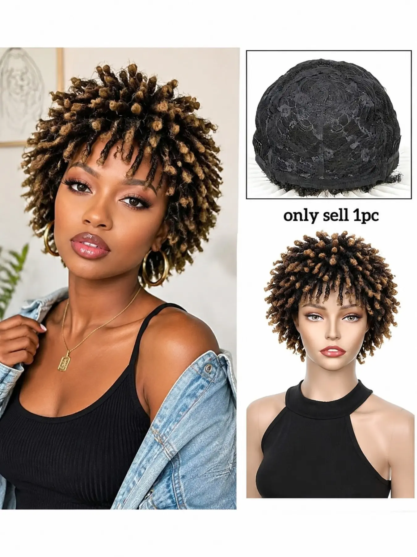 Synthetic Short Dreadlock Wig Afro Curly Twist Wig Faux Locs Wig Kinky Curly Dreadlock Wig for Women Daily Use Curly Afro Wigs