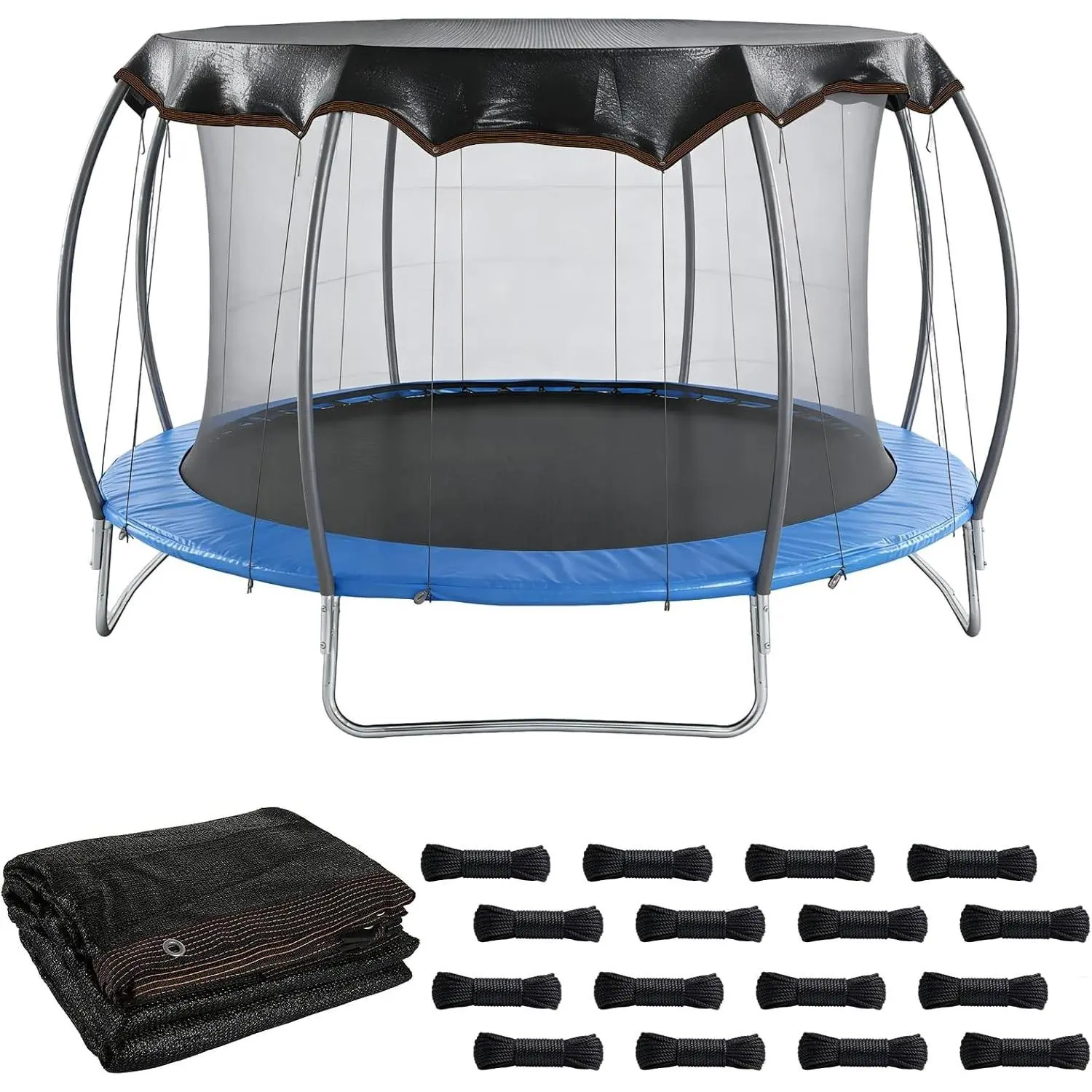 Upgraded 12/14 FT Round Trampoline Shade Cover, Heavy Duty Trampoline Top Cover for Sun Protection and Leaf Blocking, Easy to Install Trampoline Accessories for Backyard Playground, Top Cover Only