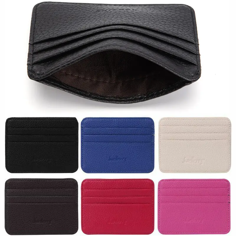 Slim Card Holder Multi Slots Clear ID Window Mini Thin Pocket Card Wallet Separate Coin Compartment Solid Multi Color Portable Credit ID Card Organizer for Men Women