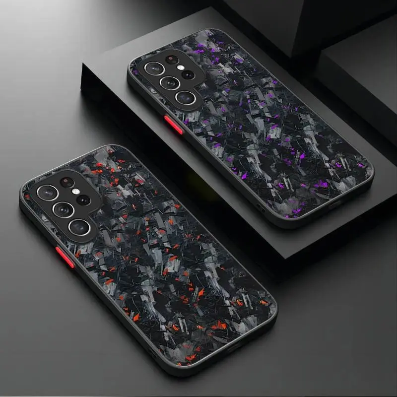 Matte Forged Carbon Fiber Smartphone Case, Premium Mobile Accessory for Samsung Galaxy S26 S25 S24 S23 Ultra S22 S21 Plus FE A12 A13 A14 A15 A16 A25 A35 A52 A54 5G, Carbon Fibre