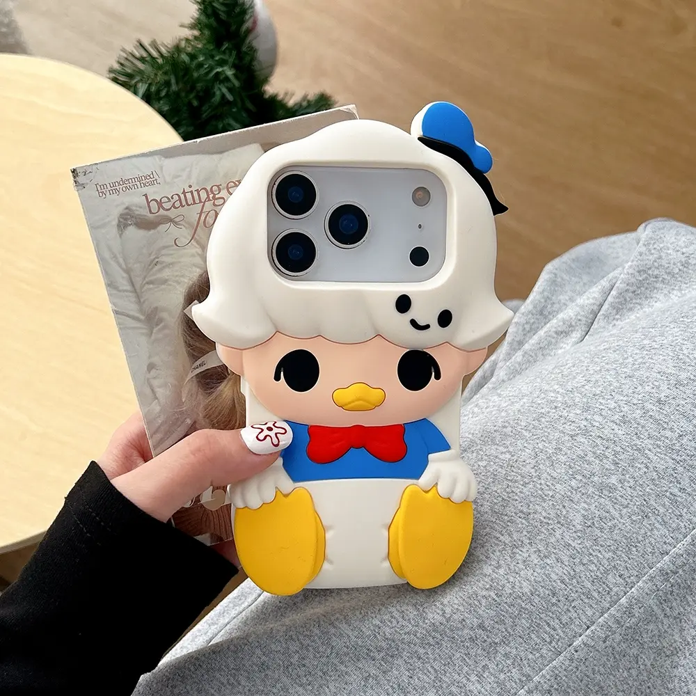 Cute Cartoon Donald Duck Silicone Phone Case Mobile Phone Casing For iPhone 12 13 14 15 16 17 Pro Max, Soft Shockproof Protective Cover