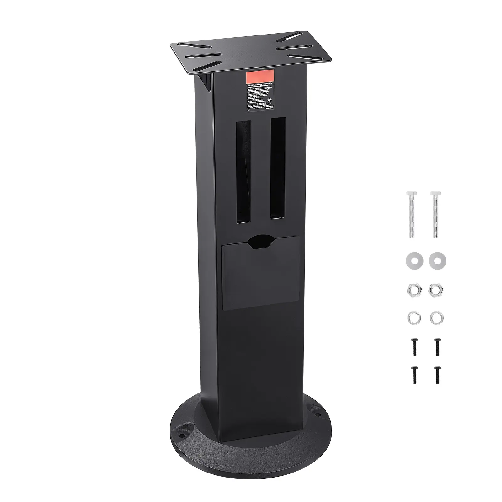 Bench Grinder Stand, Heavy-Duty Bench Grinder and Vise Floor Pedestal with 11" x 6.7" Mounting Plate, Grinding Wheel Storage Compartments & Cast Iron Base, Compatible with Most Bench Grinders