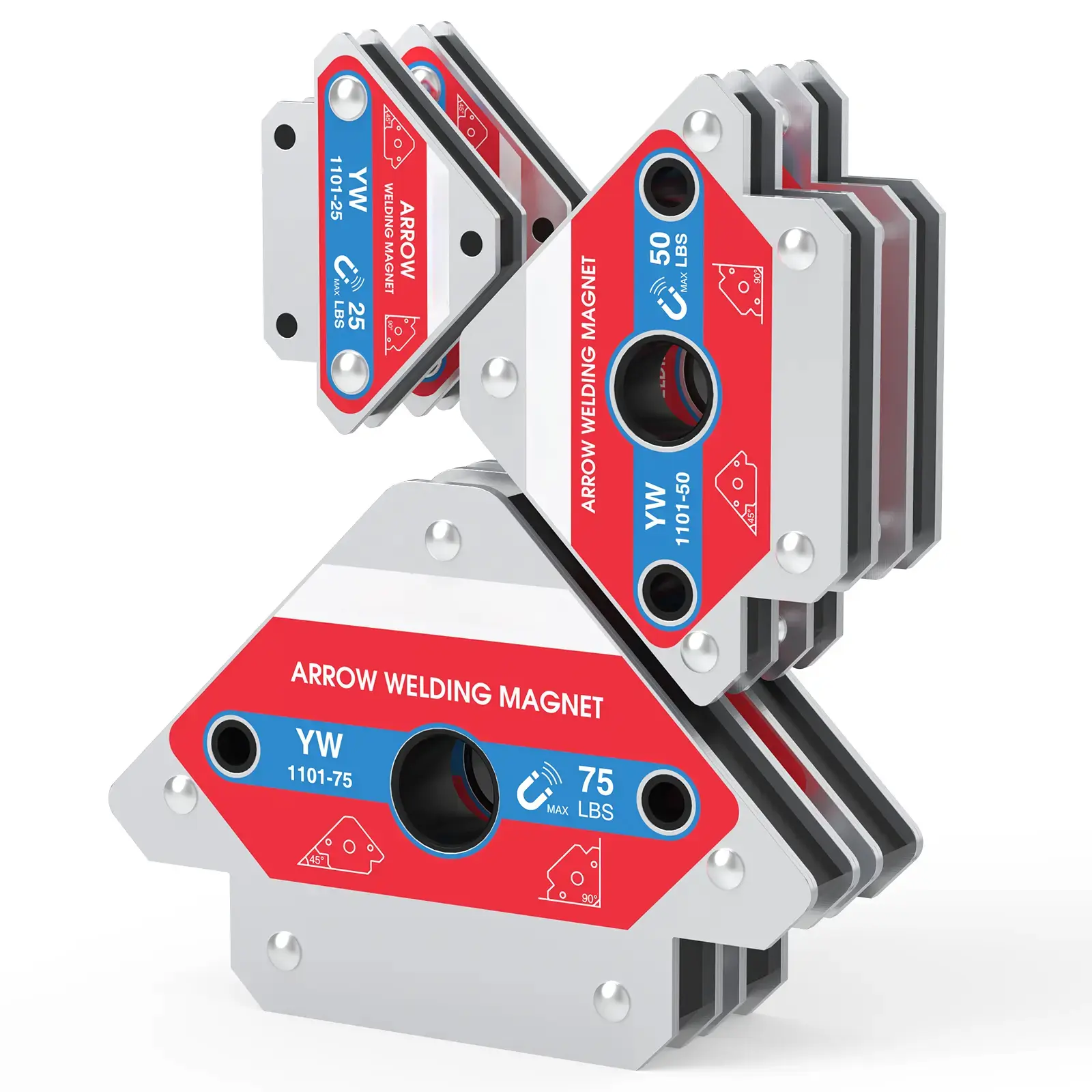 25LB & 50LB & 75LB Arrow Welding Magnet Set |   Multi-Angle Magnetic Welding Holder for Soldering, Metal Fabrication & Pipe Installation |   25LBs/50LBs/75LBs Holding Power Welding Positioner