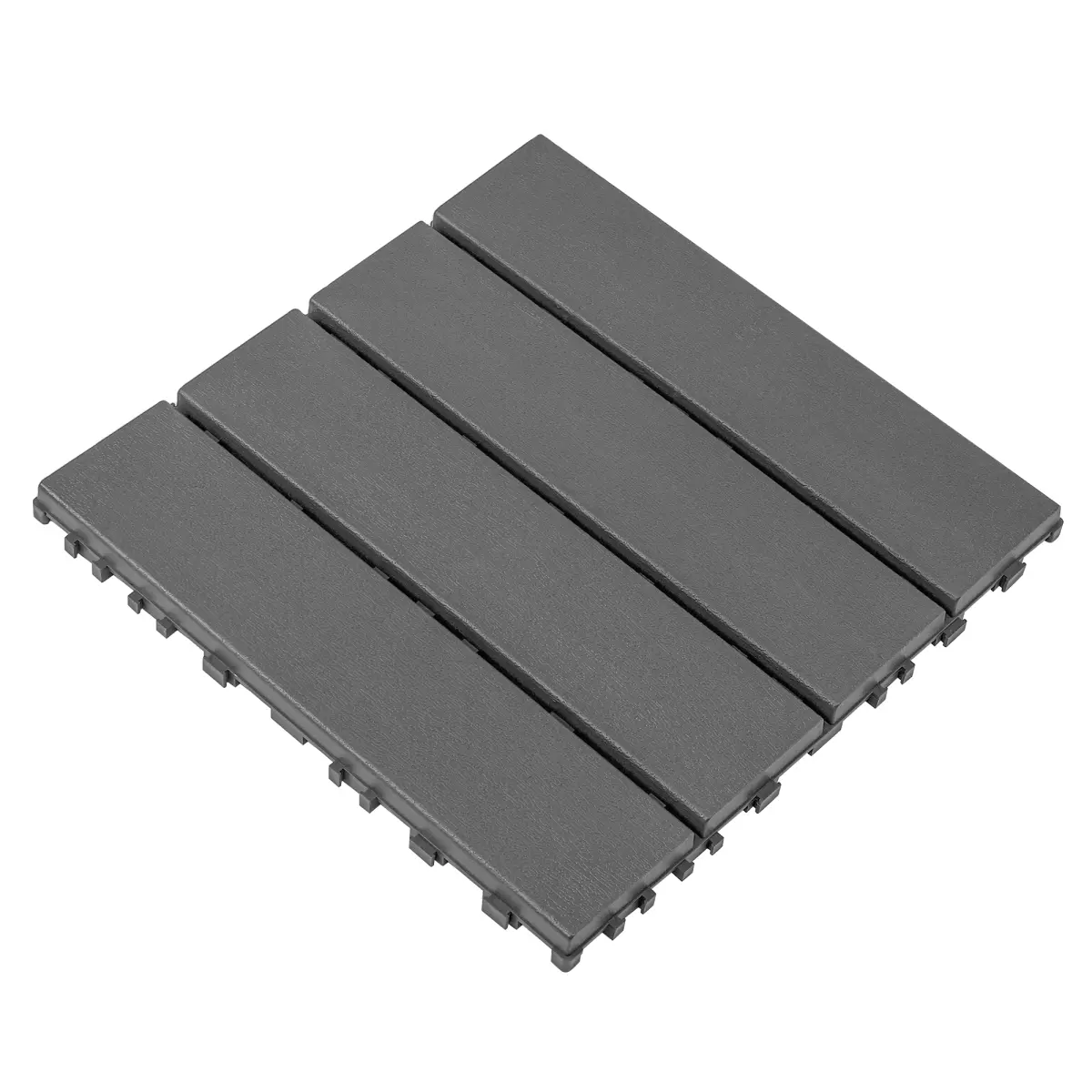 Dark Gray PP Material Interlocking Decking Tiles (44 Packs, 12" L x 12" W x 0.8" H) - Easy-Install Waterproof All-Weather Tile Floor for Balcony, Bathroom, Courtyard Use