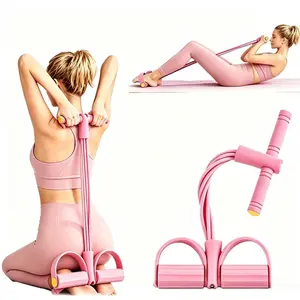 Elastic Foot Pedal Resistance Puller, All Body Workout Elastic Pull Band, Arm Chest Abdomen Shoulder Back Muscle Training Rope, Compact Home Gym Fitness Device