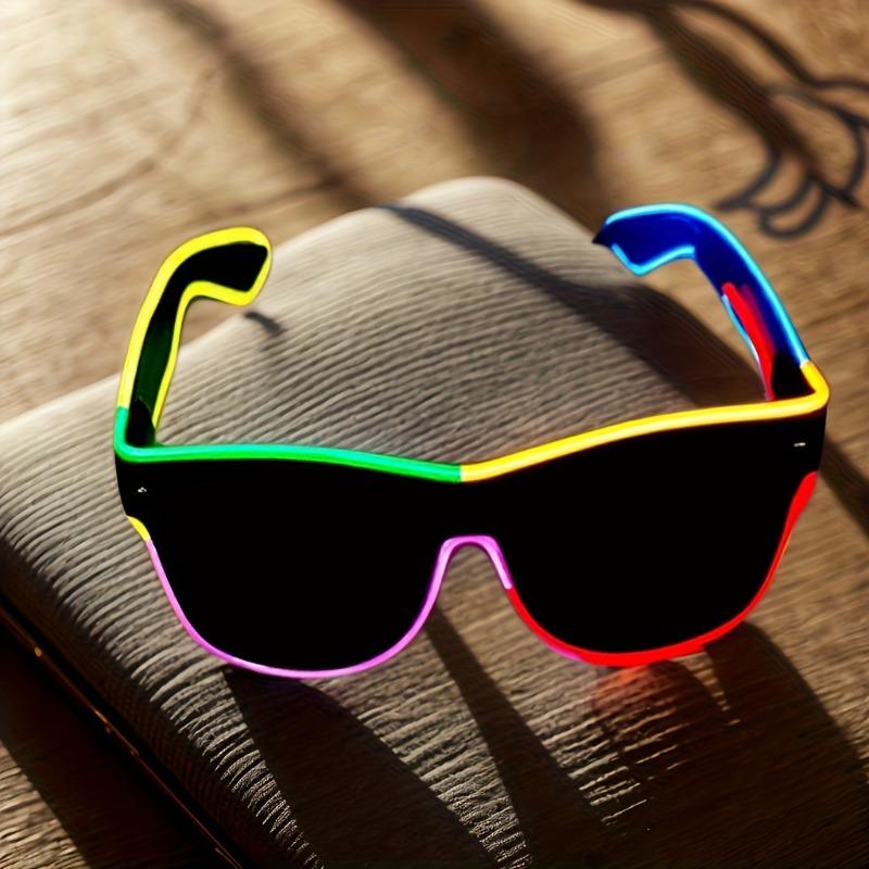 Colorful Glowing LED Party Glasses Portable Battery Pack Button Controlled Eyewear for Halloween Christmas Cosplay Rave Festivals Gift