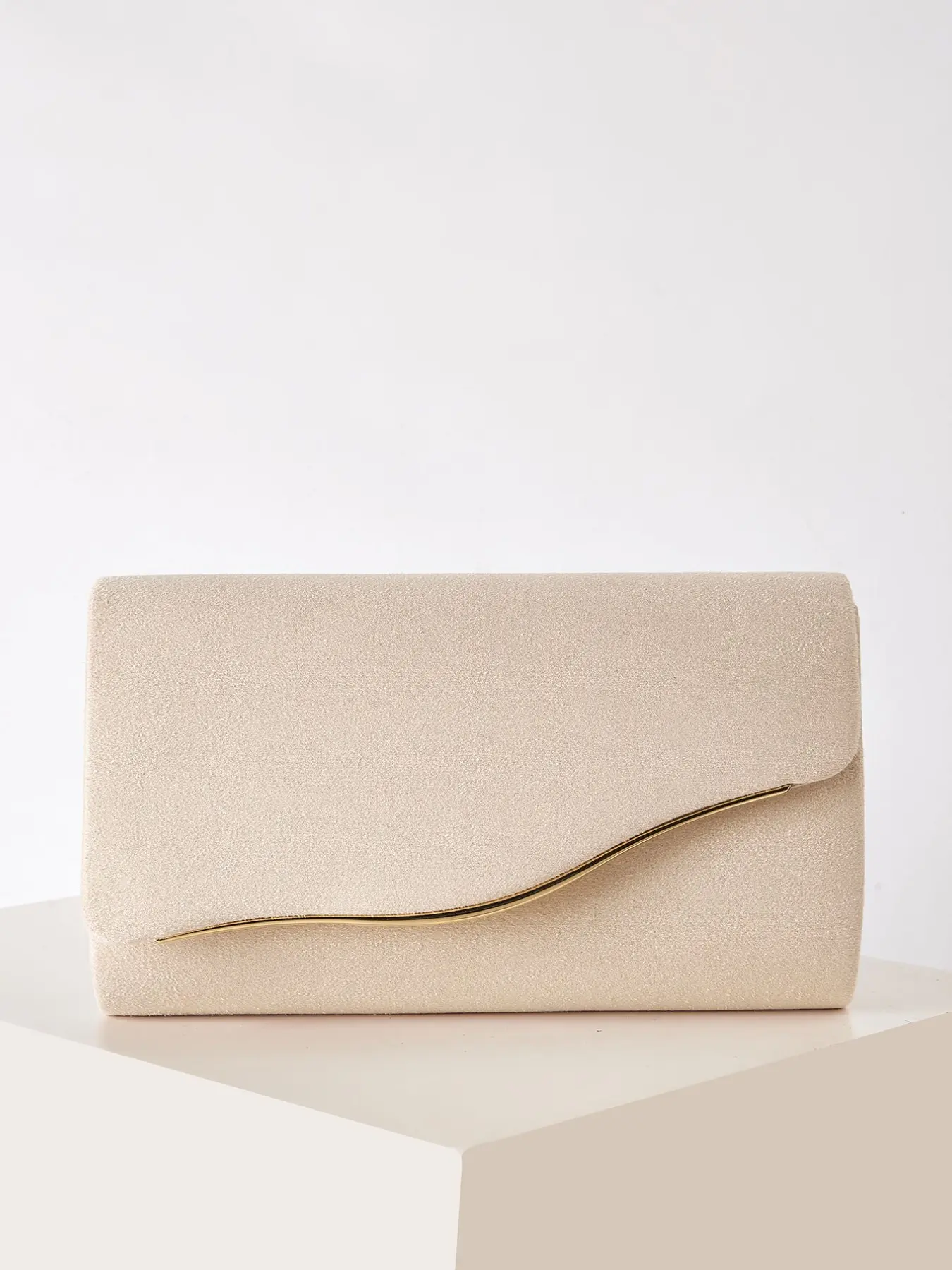 Women's Faux Suede Evening Clutch Bag with Detachable Chain, Elegant Wave Flip Envelope Design, Perfect for Weddings and Formal Events