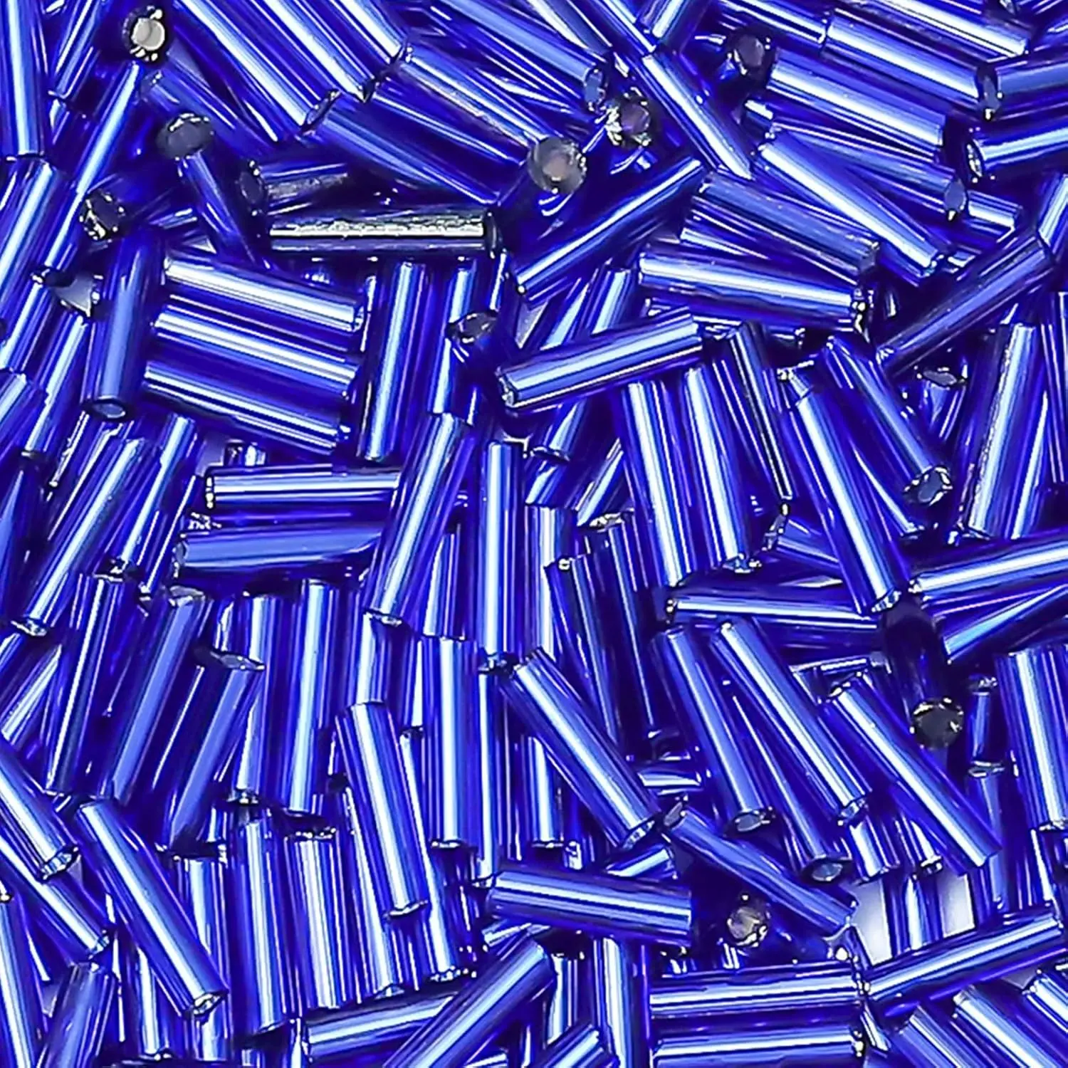 4200 count Glass Bugle Beads, Mini Long Tube Seed Beads Bulk,  Small Loose Spacer Embroidery Beaded for Bracelets  Making Sewing, Crafts, Christmas Ornaments, 2×6mm, Royal Blue
