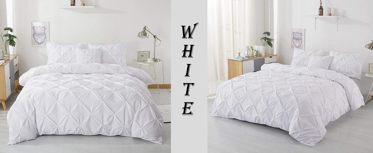 Pleated Pintuck Duvet Cover Set Oversized King 120x98 Inch 100% Microfiber Soft and Breathable 3 Pieces Comforter Cover Zipper Closure & Corner Ties Silver Grey