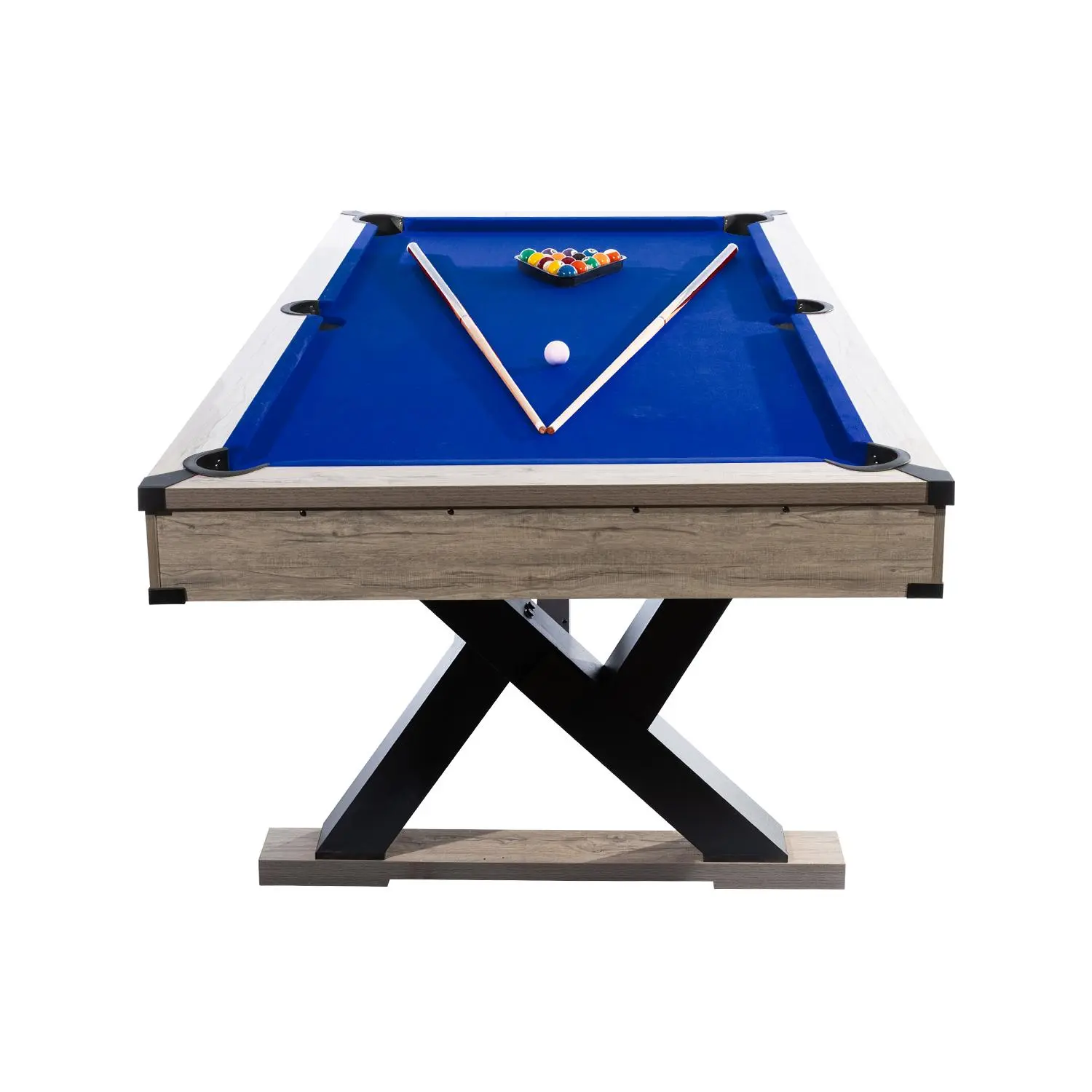 7FT Heavy Duty Modern Pool Table for Home Family Man Cave, Stable Metal K-Shaped Legs Billiard Table with Full Complete Accessories Kit, Red and Black Cloth Available