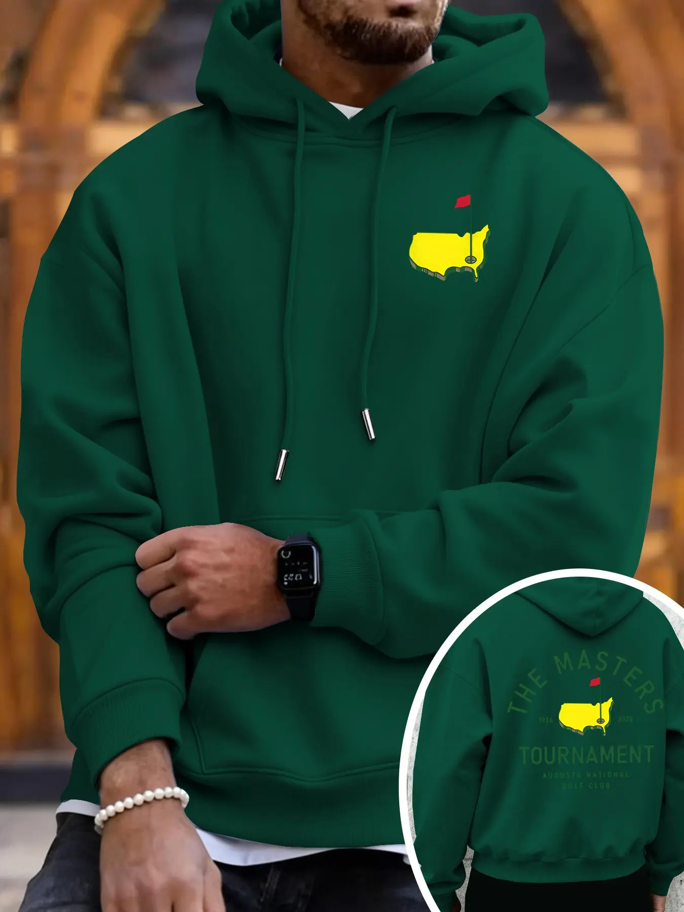 Unisex Fall Winter Golf Vintage 'the Masters' Printed Sweatshirt, Light Augusta Course Elements, Classic Event Design, Casual Wear