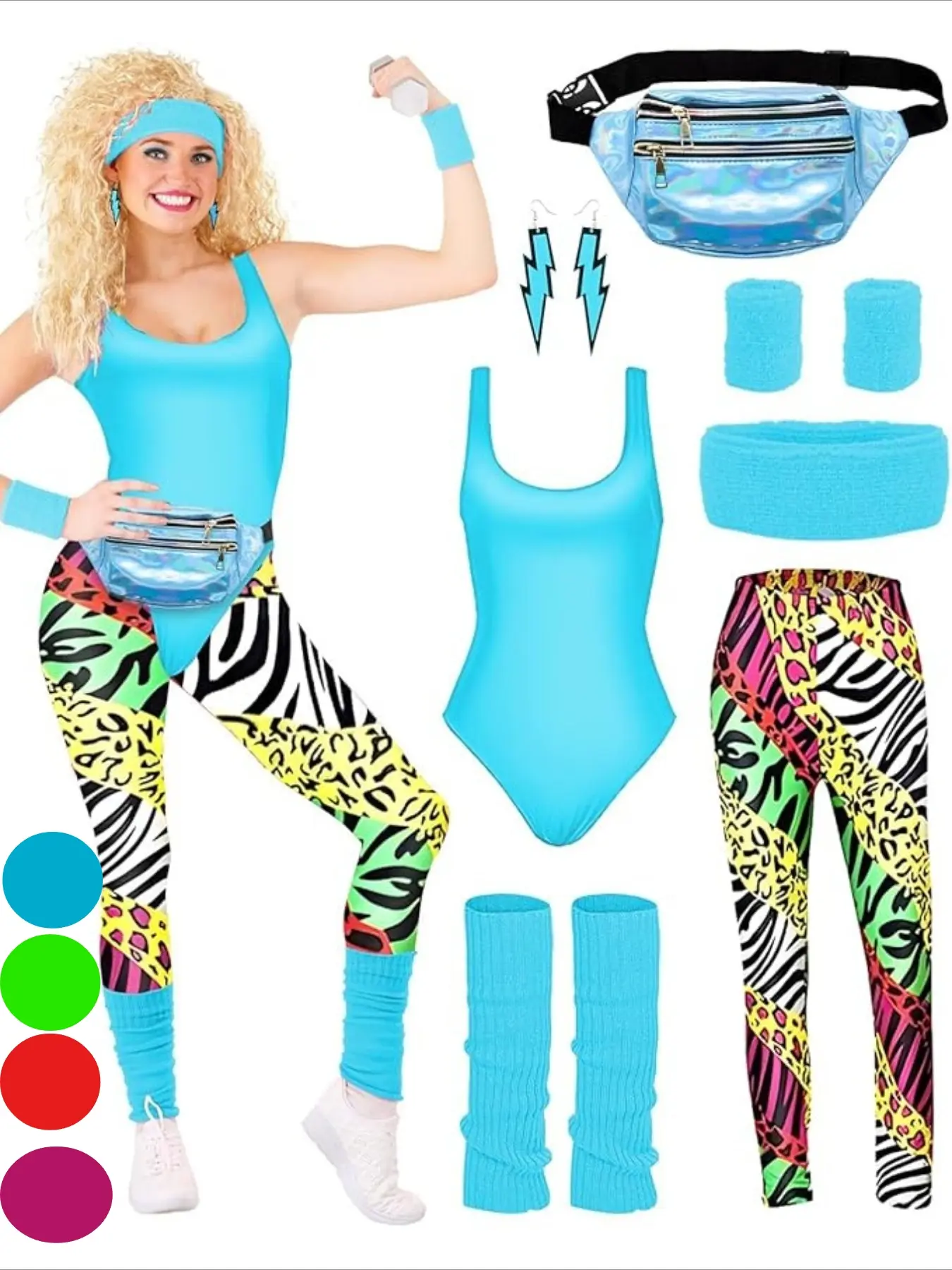 Unisex Novelty Clothing Set 80s Retro Tight Corset and Accessory Set Breathable Top Themed Carnival Dance Stage Costumes
