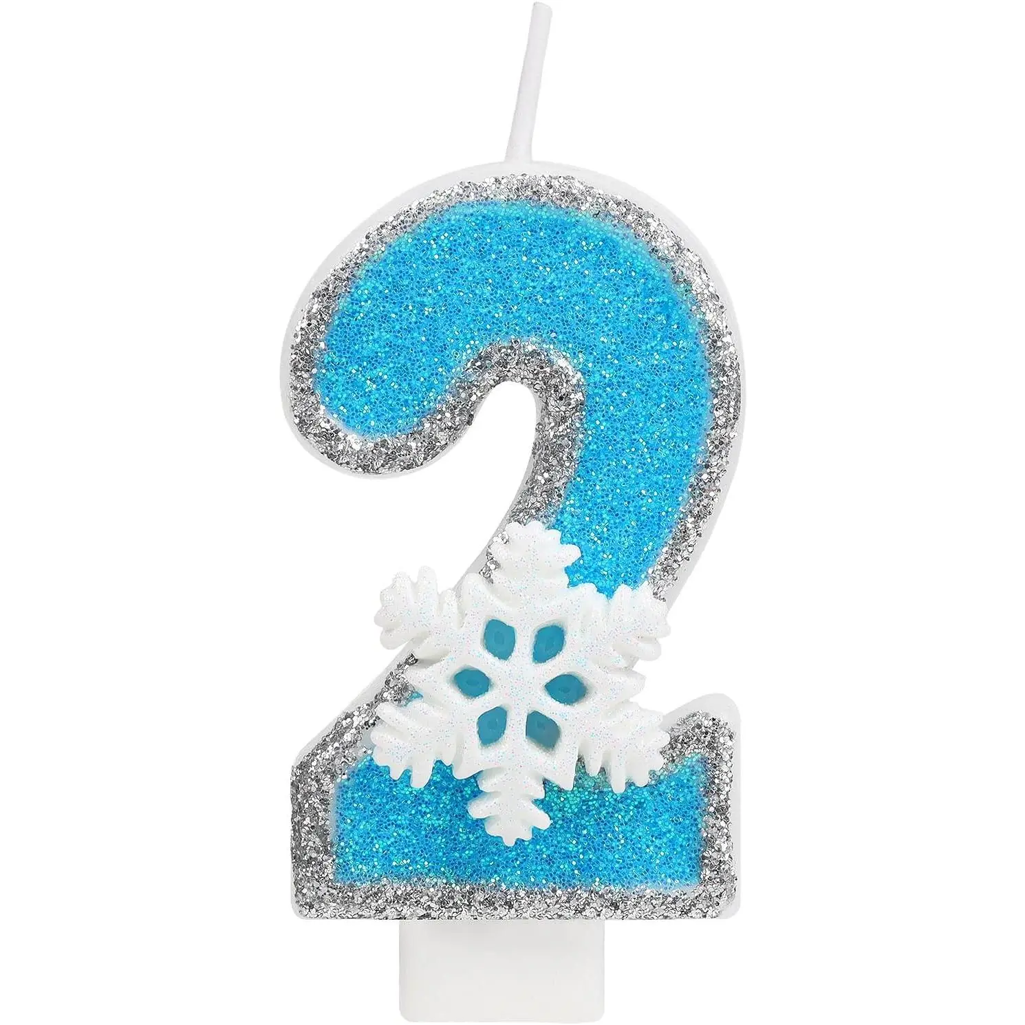 Snowflake Birthday Candle 2, Frozen Themed Party Decorations, 2nd Frozen Cake Topper, Party Supplies Anniversary Decor