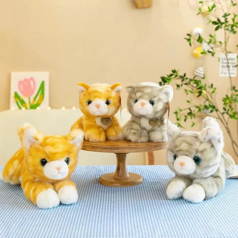 Soft Plush Kawaii Garfield-Style Sitting Cat Toy Stuffed Doll, Unisex Stress Relief Toy for Collectors, Baby Kids Birthday Xmas Gift