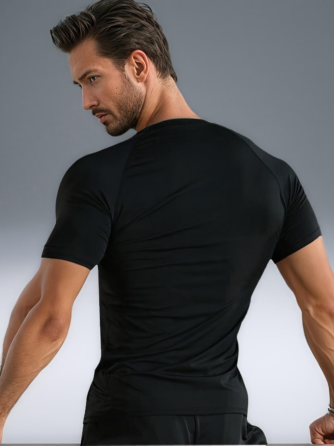 Men's Quick-Drying Compression Sweatshirt - Moisture-wicking and sweat-absorbing fitness top with thorn print, high-elasticity and breathable short sleeves, suitable for training, running, cycling, yoga and outdoor activities, slim fit.