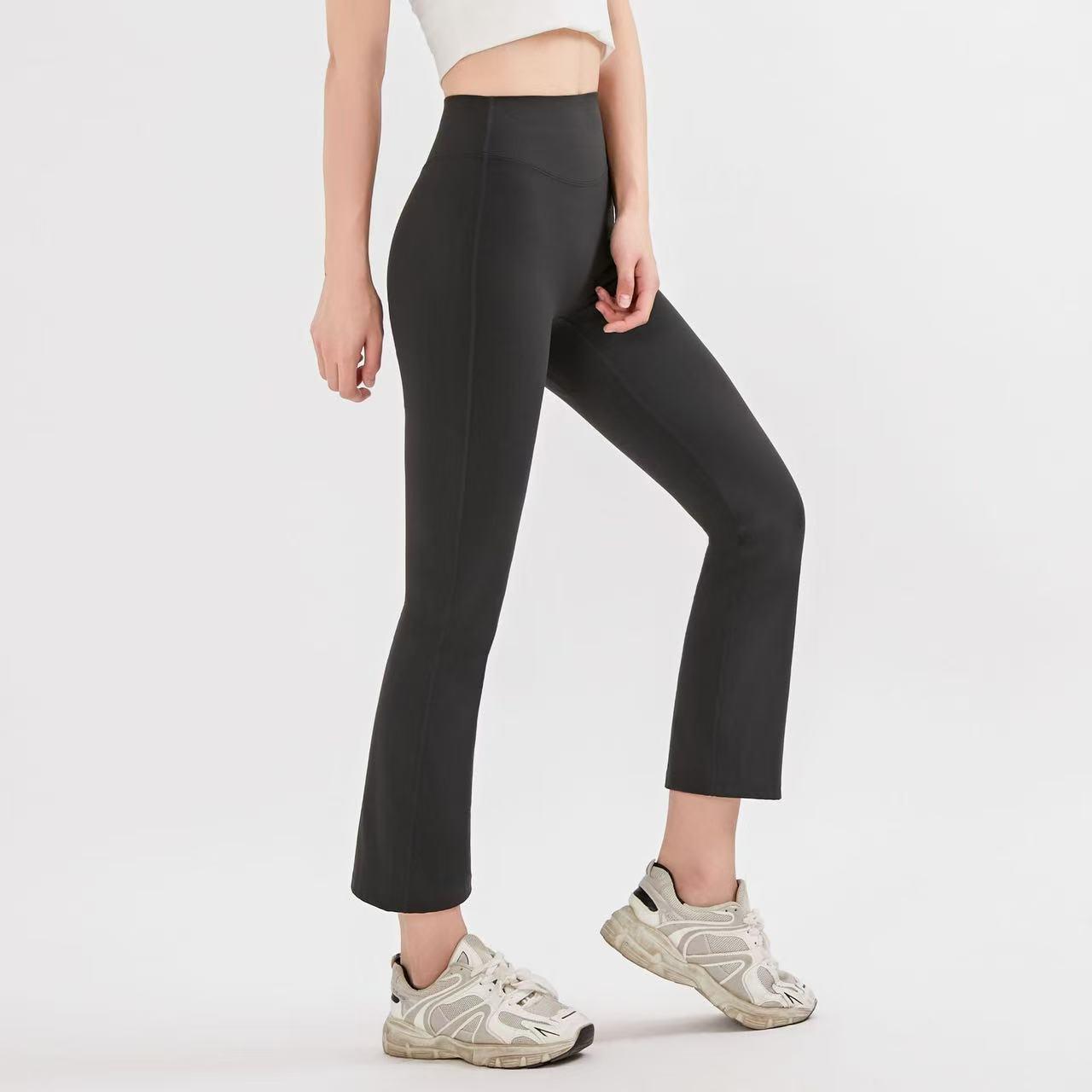 Nude High Waist Elastic Yoga Micro-flare Pants Leggings Gym Peach Lifting Hips Tight-fitting Outwear Pilates Waist Sculpting
