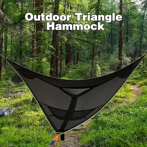800 lbs Heavy Duty Triangular Camping Hammock, 8ft Portable Hammock with 3 Zip Ties & Storage Bag, Durable Textile Material, Easy to Install & Carry for Adults, Backyard Garden Camping Travel