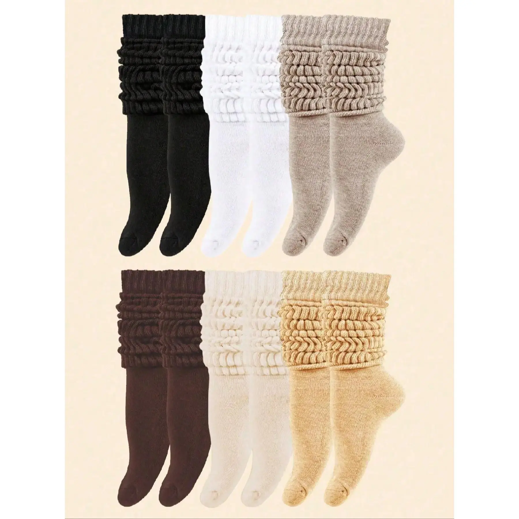 6 Pairs Women Loose Fit Multi-Color Long Socks |   Moisture Wicking Thick Warm Socks for Fall Winter Back to School Daily Wear