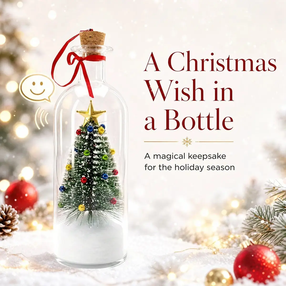 Mr. Christmas 8" Recordable Christmas Tree Message in a Bottle, Christmas Decorations, Perfect for Holiday Greetings, Unique Gift Idea for Family & Friends