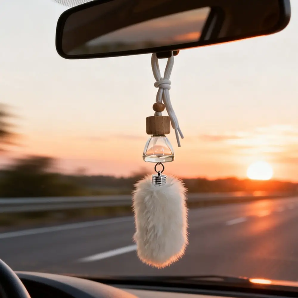 Car Fragrance Diffuser Bottle, Reusable Transparent Glass Essential Oil Dispenser, DIY Perfume Bottle, Hanging Decor, Car Home Office Accessory
