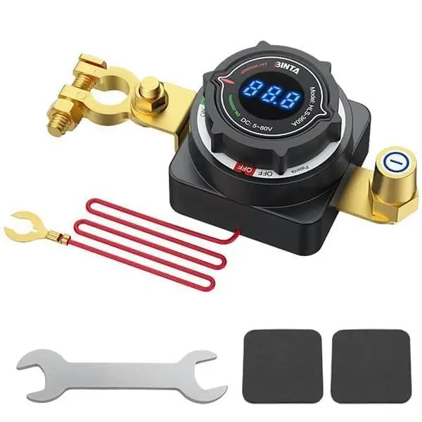 BINTA Battery Disconnect Switch 12V with Voltage Display, DC 5-80V Battery | Power Master Isolator Cut Shut Off kill Switch for Car Marine RV Boat Truck Camper Trailer