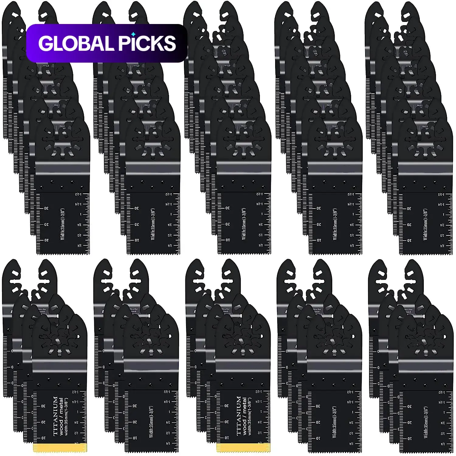 Titanium Saw Blade Set, 55pcs Professional-Grade Multi-Tool Blades, Interchangeable & Quick-Release, Universally Compatible with Dewalt, Ryobi, Milwaukee, Rockwell, Fein, Makita, Universal Compatibility