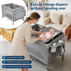 5-in-1 Multi-Functional Baby Bassinet & Bedside Sleeper – One-Push Setup, Portable Crib, Diaper Changer, Comfortable Mattress, Rotating Toy Bar & Insect Net – Perfect for Newborns, Infants & Toddlers-party gift