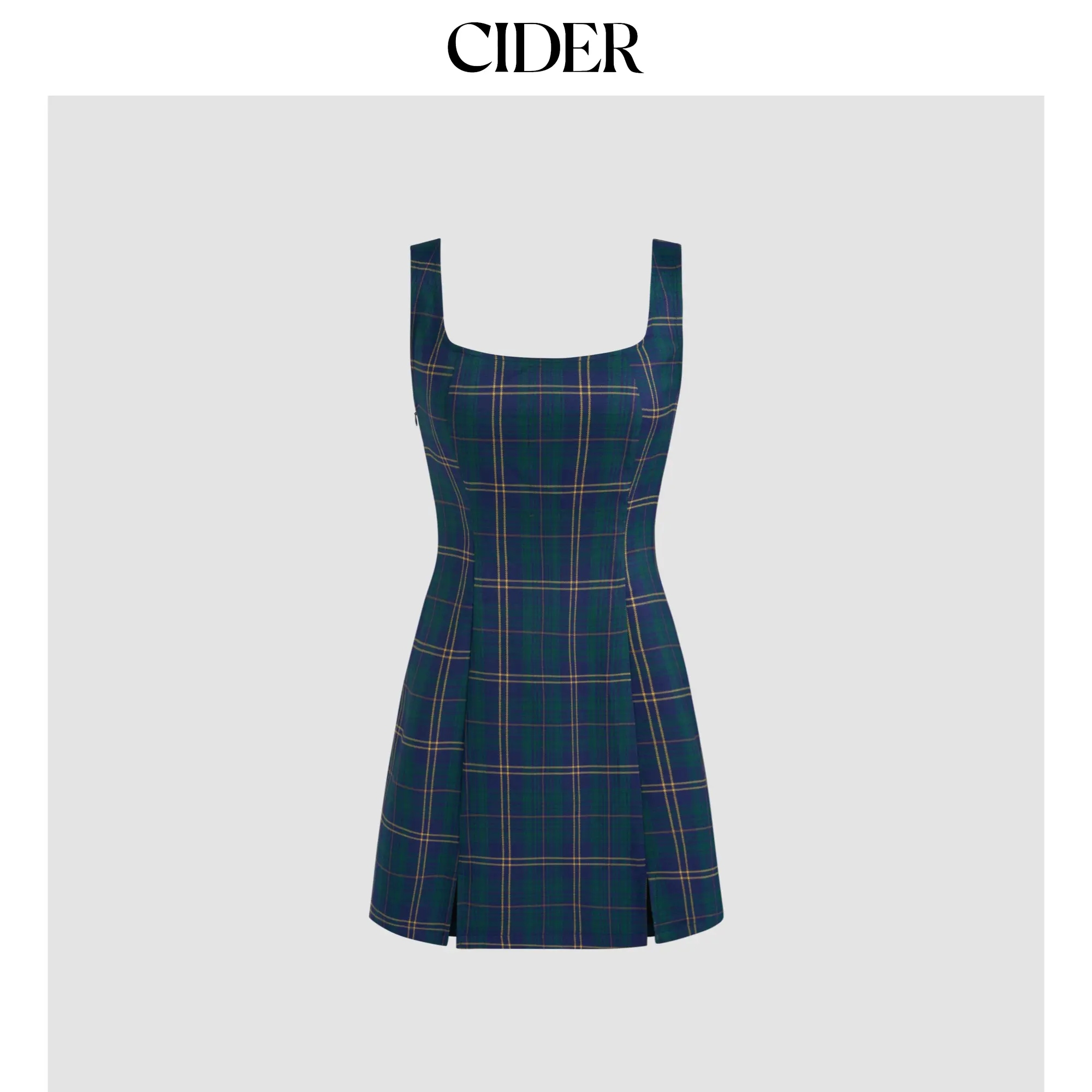 Cider [3 colors, size 0-10] Scoop Neckline Checks Zipper Mini Dress