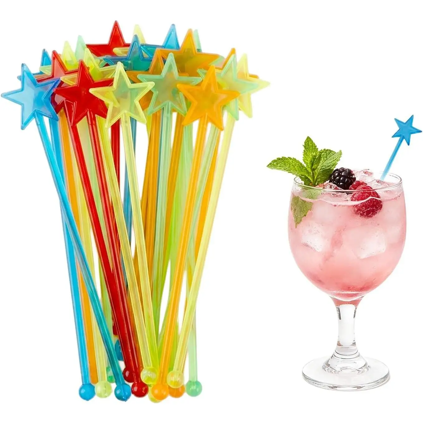 50 PCS Plastic Cocktail Swizzle Stir Sticks for Drinks Juices Chocolate Milk, Suitable for Bar Home Restaurant Birthday Wedding Party Favors