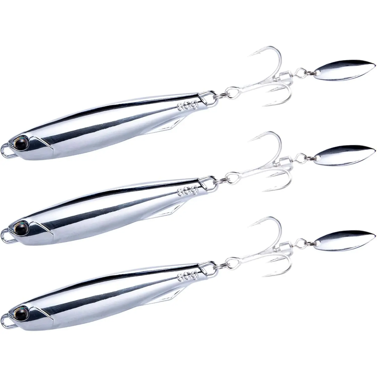 3 Pack Jigging Spoons Metal Casting Jigs Bladed Treble Hooks Saltwater Casting Spoons Surf Fishing Trolling Lures Vertical  Jigs Mackerel Striper Bluefish Lures