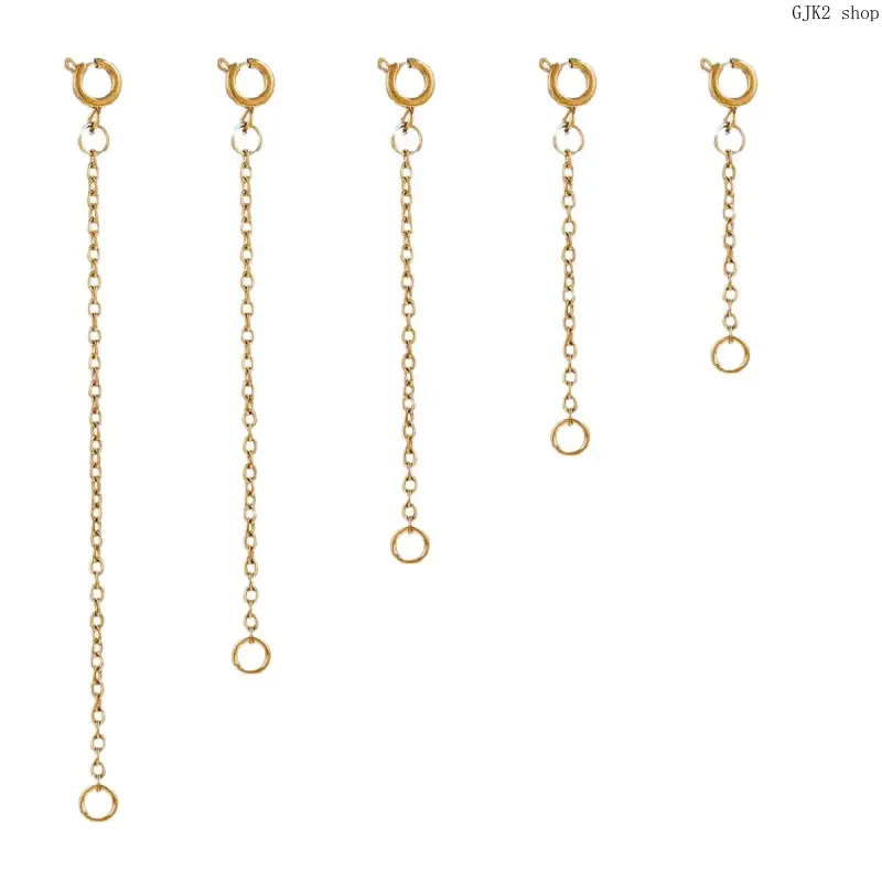 5Pcs Stainless Steel Jewelry Extension Chain Set - Adjustable Fit, Lobster Clasp Extenders for Necklaces & Bracelets, Metallic Gloss, Gold Silver Rose Gold Options