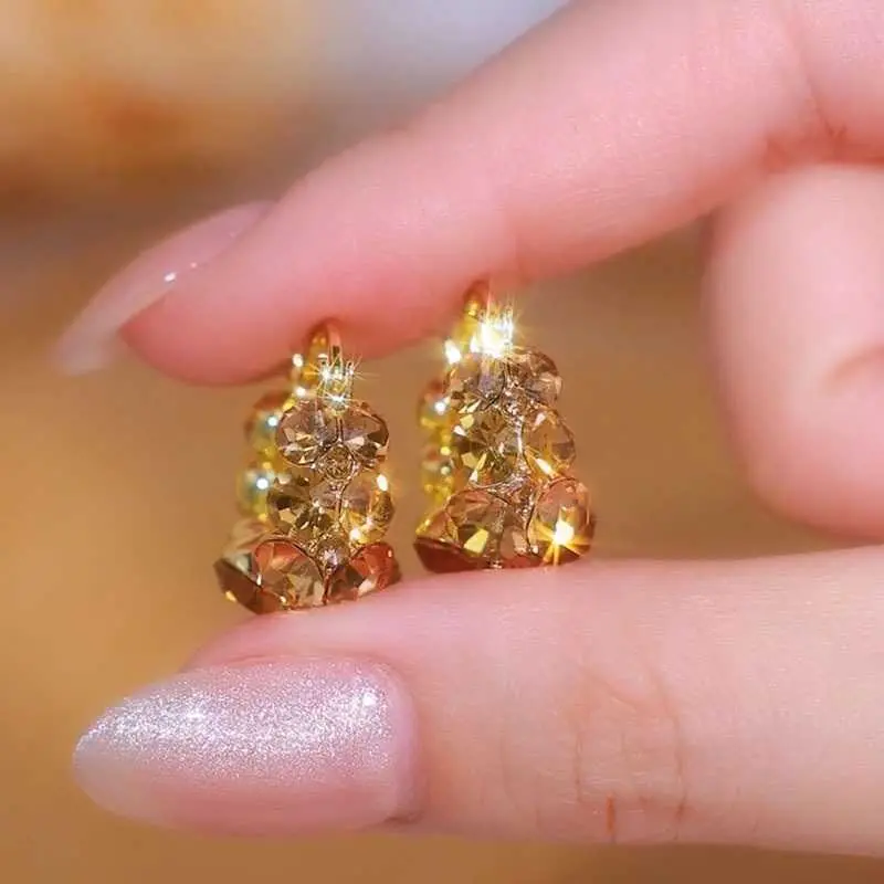 Fashionable Versatile Ultra Sparkly Full Rhinestone Hoop Huggie Earrings 2025 Spring Summer Daily Minimalist Unique Earrings Jewelry DL260804D21