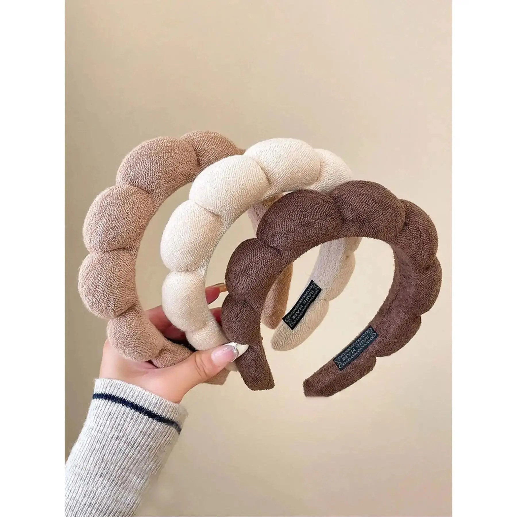 3-Pack Soft Plush Headbands for Women, Solid Color Elegant Velvet Hair Bands with Chic Appearance, Fuzzy Padded Headpiece Anti-Slip Wide Hair Hoop, All-Season Daily Makeup Washing Face Yoga Hair Accessories