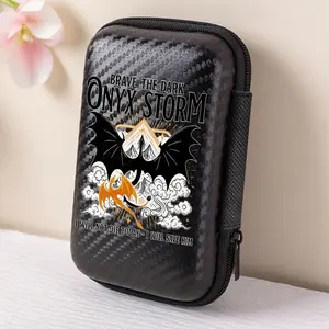 1 piece of Brave Black Crystal Storm pattern printed storage box with mesh pocket and compact design - cable/headphone/charger/card/small accessory storage box, suitable for office, travel, enthusiasts - durable and portable accessory sorting