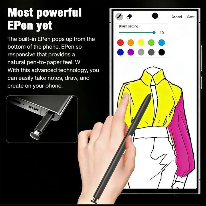 EET S25 Ultra Unlocked 5G Smartphone, 12GB+512GB, 6800mAh Battery, Fast Charging Capability, Android 14 System, 108MP+48MP Camera, Face & Fingerprint Unlock | Dual SIM | Autofocus | Built-in Pen |