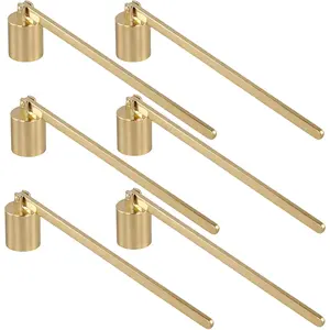 6 PCS 6.3 Inch Stainless Steel Golden Candle Snuffer Extinguisher with Long Handle and Straight Tube, for Extinguishing Candle Wicks of Tea Light Candles