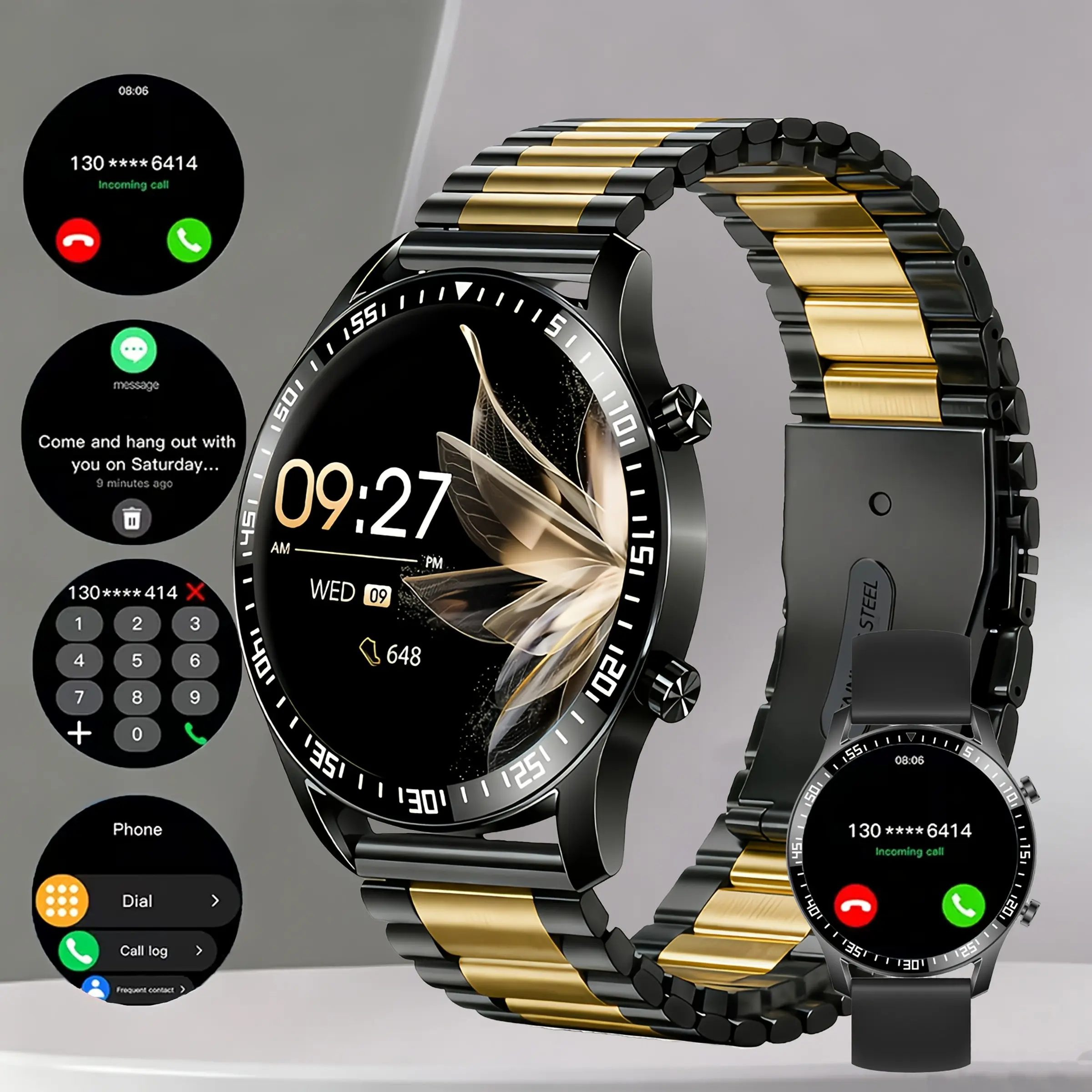 180mah Battery Smartwatch, 1.5 Inch Touch Screen, Call Alerts, Multiple Watch Faces, Sports Modes, Weather Forecast, Music Control, Alarm, Gift Idea