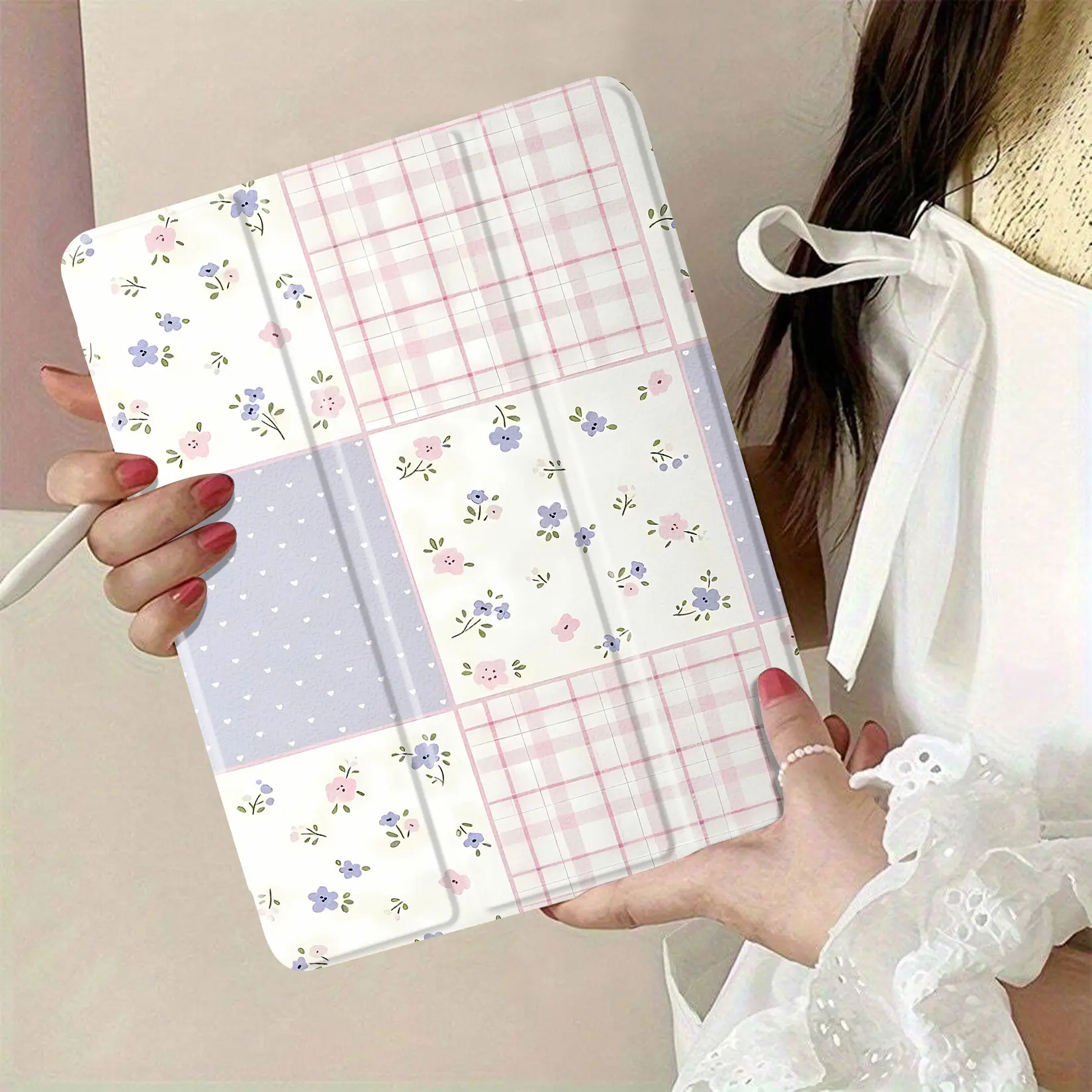 Floral Patchwork Fabric for Quilting, Crafts, Tablet Cover & Case Décor - Soft Pastel Colors, Charming Patterns for Delightful Project Upgrades