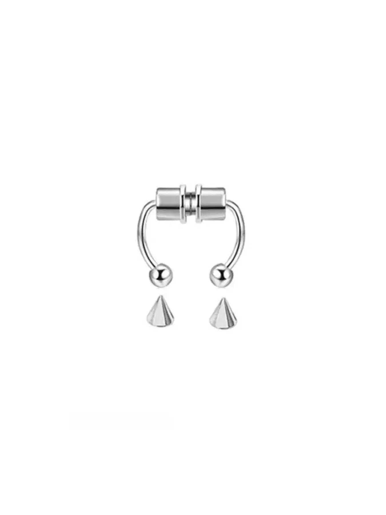 1 Pcsce Women Men Fake Piering Magnet Nose Ring Earrings, Fashion Punk Non Piercing Nose Clip, Stainless Steel Fake Perforation Nasal Septum Unisex Body Jewelry, Nose Ring Hoops, Septum Clicker Ring, Faux Septum Piercings