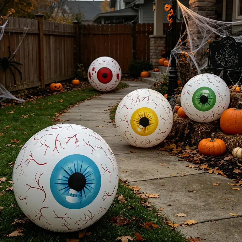 Halloween Inflatable Horror Eye Decoration, 15.7 Inches Multi-Color PVC Giant Eye Prop, Indoor Outdoor Festive Party Festival Decor
