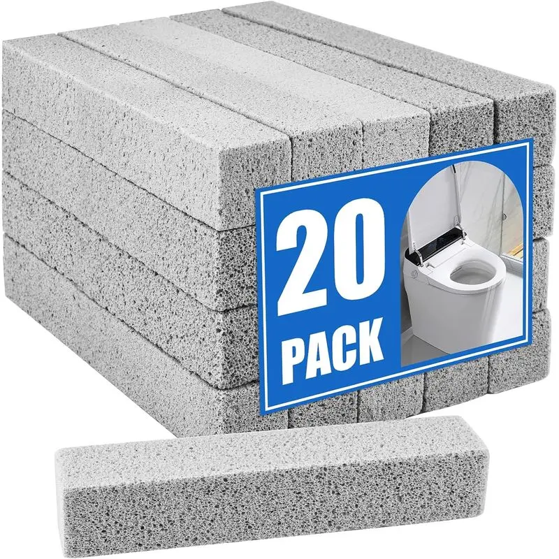 20-Pack Small Pumice Stone Cleaning Sticks, Chemical-Free Toilet Bowl Stain Remover, Heavy-Duty Scourers for Hard Water Rings, Limescale & Calcium Buildup, Safe for Bathroom Fixtures & Grill