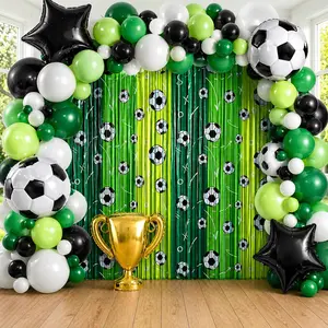 Soccer Party Decorations Soccer Balloons Arch Kit, Green White Black Balloons Garland and Soccer Foil Fringe Backdrop Tinsel Streamer Photo Booth Props  Themed Birthday Party Decor Supplies