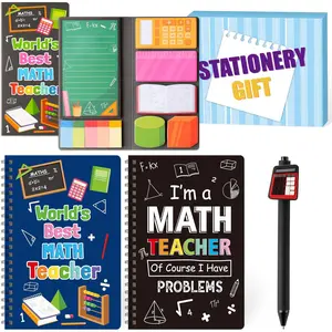 Teacher Appreciate Stationery  Set - 3 count I'm a Math Teacher Of course I Have Problems A5 Spiral Notebook & 550 Sheets Sticky Notes with Pens, to School  for School (Math Teacher)